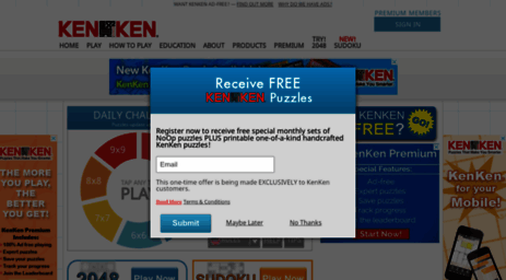 Visit Kenkenpuzzle.com - KenKen Puzzle Official Site - Free Math