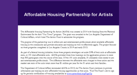 affordableartisthousing.org