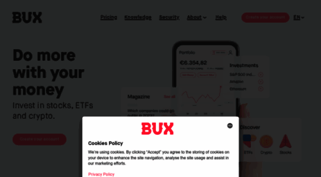BUX  Invest in shares, ETFs and crypto