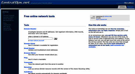 centralops net domain dossier