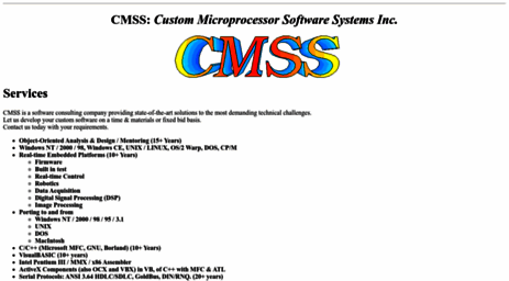 Visit Cmss.com - CMSS: Custom Microprocessor Software Systems Inc..