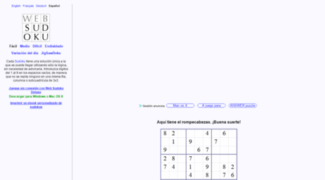 Es.websudoku.com - Web Sudoku - Billones rompecabezas sudoku gratis a los que jugar en Línea.
