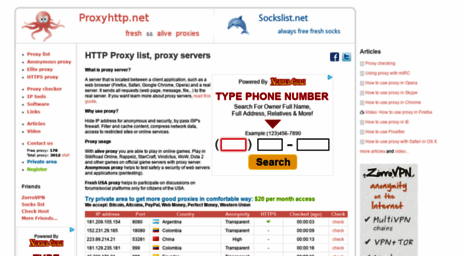 free proxy list usa